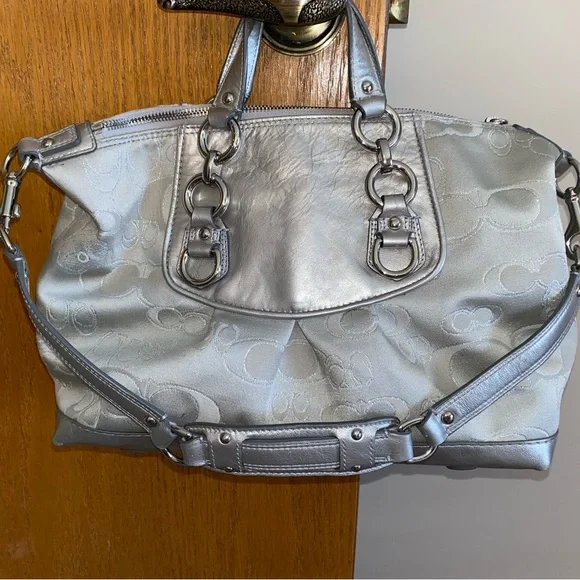 Coach Metallic Silver Tote Bag - Picture 3 of 5